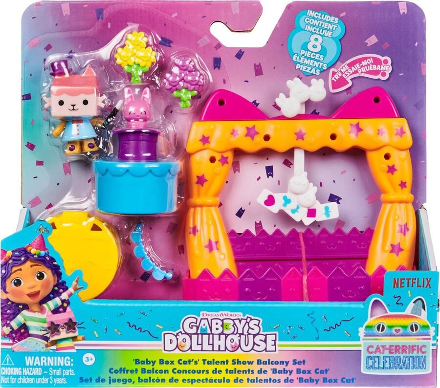 Gabby's Poppenhuis Baby Kitty Balkon 8-delige speelset met speelgoedfiguren accessoires voor het poppenhuis