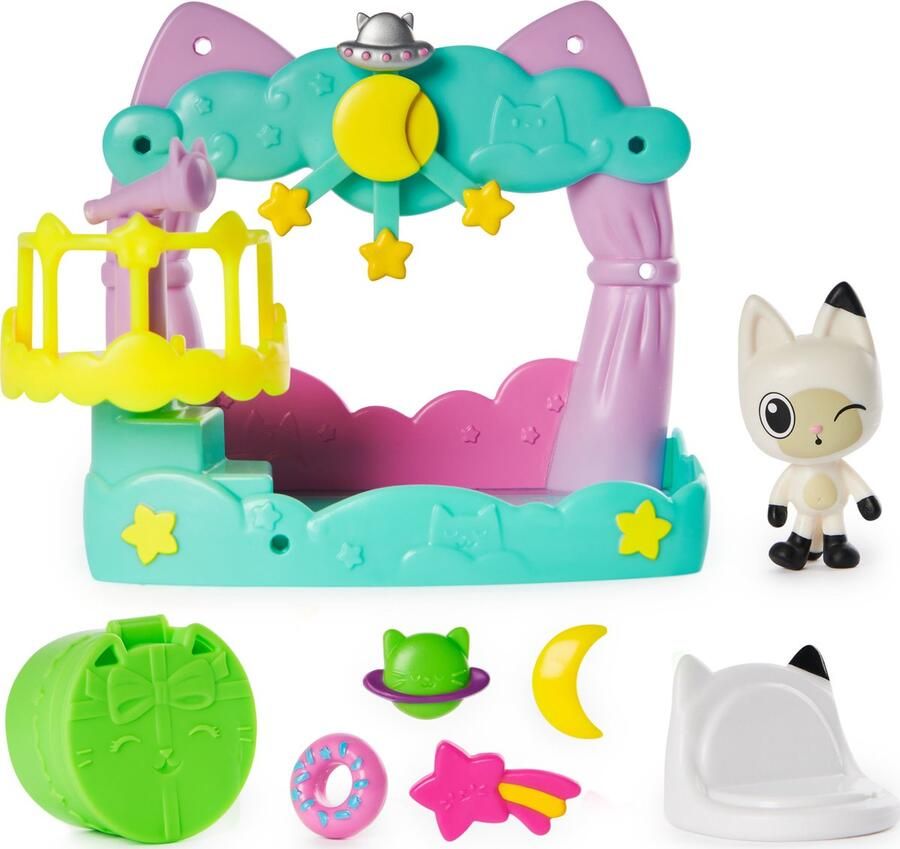 Gabby's Poppenhuis Pandy Paws-speelset met sterrenwachtbalkon 8-delige set met speelgoedfiguren accessoires voor het poppenhuis en zintuiglijk spel