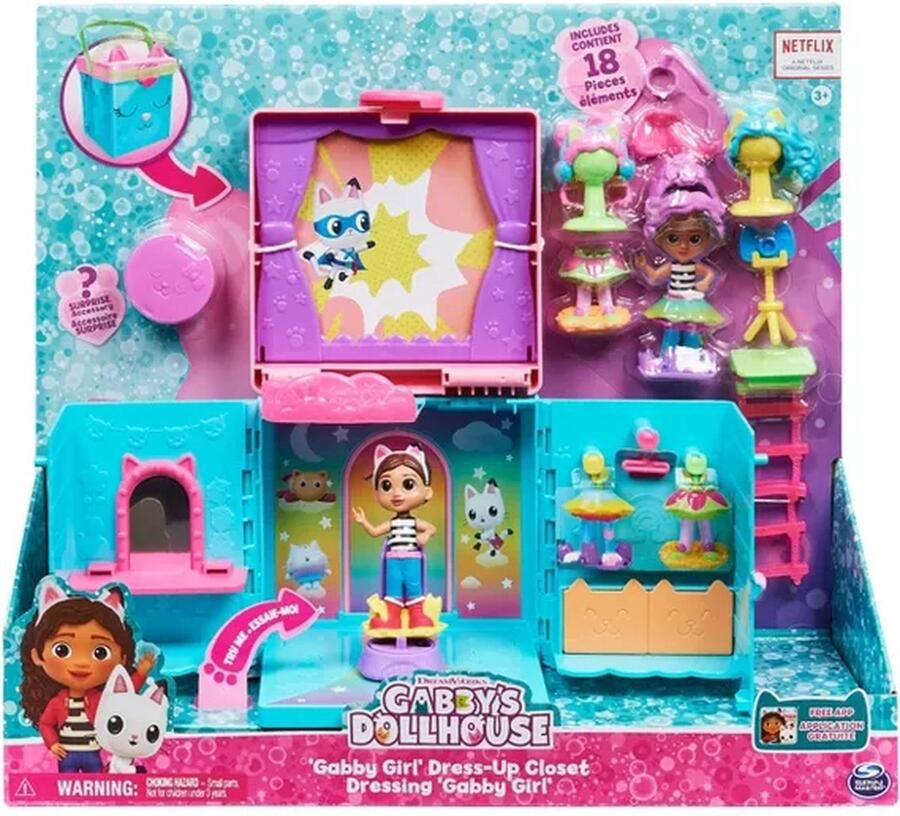 Gabby's Poppenhuis Rainbow Closet draagbare speelset met Gabby Doll