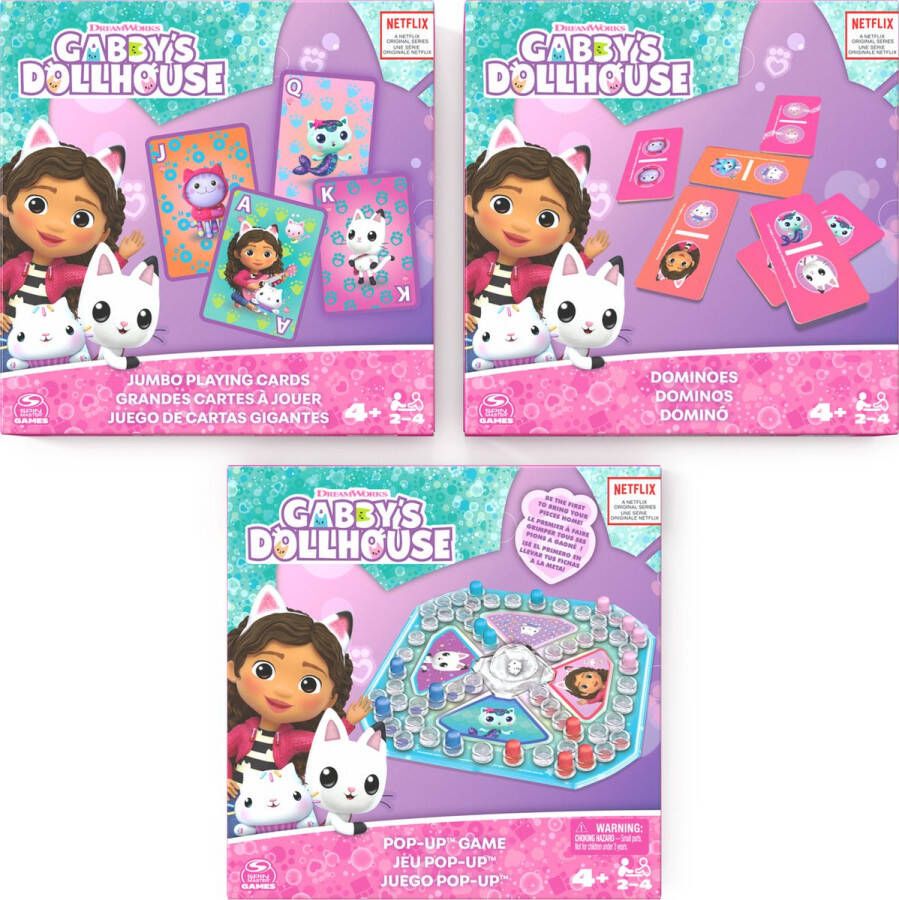 Gabby's Dollhouse Gabby's Poppenhuis Spellen & Puzzel Pakket PopUp Spel Kaartspel Domino's