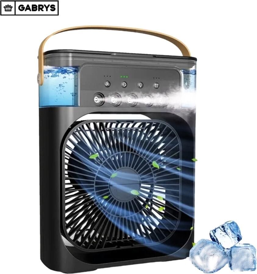 Gabrys mini Airconditioners Draagbare Koelventilator Led Nachtlampje Water Mistpret 3 In 1 Lucht Voor Thuis ventilator zwart thuis kantoor school zomer koeling airconditioning Kamperen Luchtkoeler Aircooler Tafel Ventilator