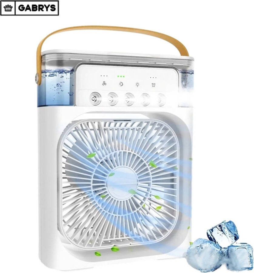Gabrys mini Airconditioners Draagbare Koelventilator Led Nachtlampje Water Mistpret 3 In 1 Lucht Voor Thuis ventilator wit thuis kantoor school zomer koeling airconditioning Kamperen Luchtkoeler Aircooler Tafel Ventilator