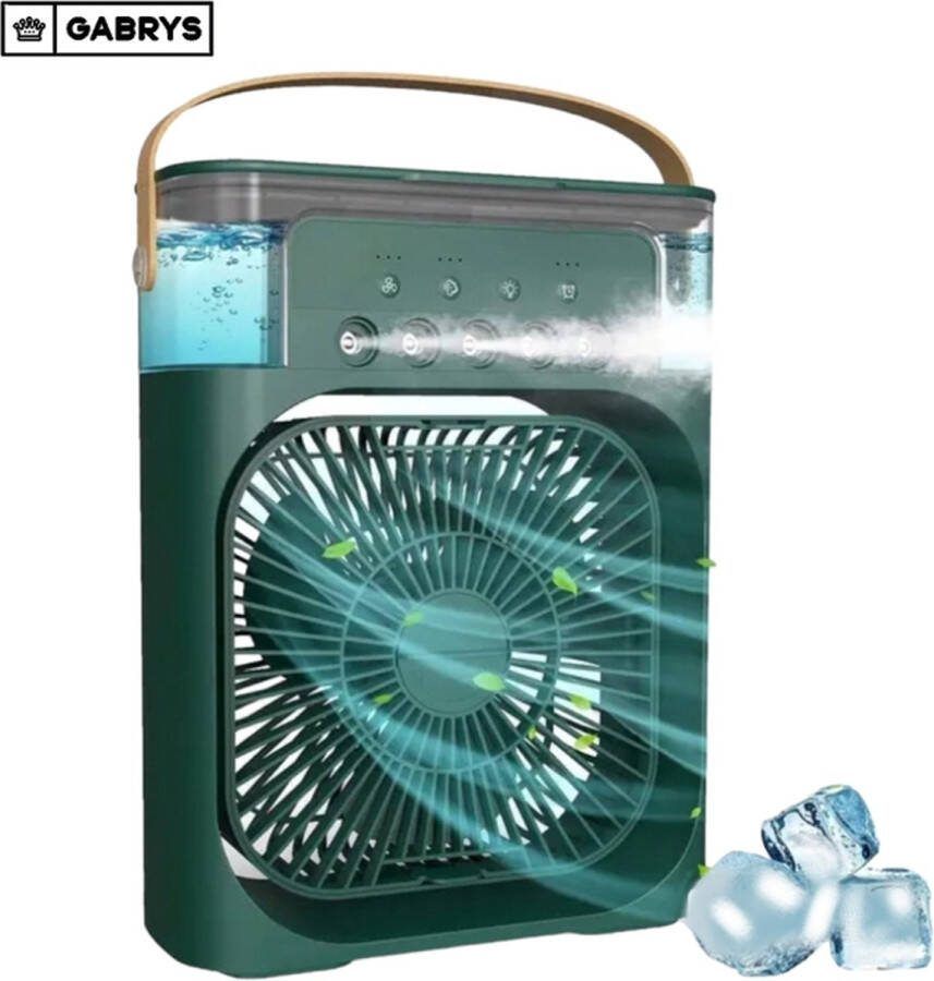 Gabrys mini Airconditioners Draagbare Koelventilator Led Nachtlampje Water Mistpret 3 In 1 Lucht Voor Thuis ventilator groen thuis kantoor school zomer koeling airconditioning Kamperen Luchtkoeler Aircooler Tafel Ventilator