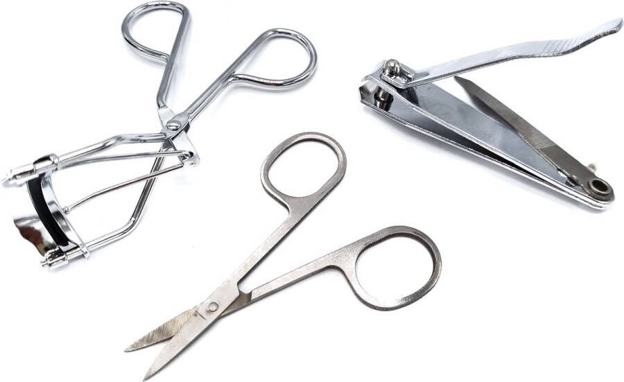 Gadgetpoint Nagelknipper & Nagelschaar & Wimperkruller Stevig Teennagels Knipper Knippen Combi set van 3 RVS 3x