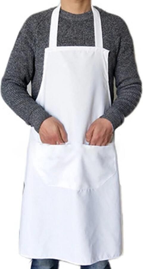 Gadgetpoint Budget Schort Kookschort Koken Schilderen Verfschort Verven One Size (Maximale omtrek 100cm) Wit