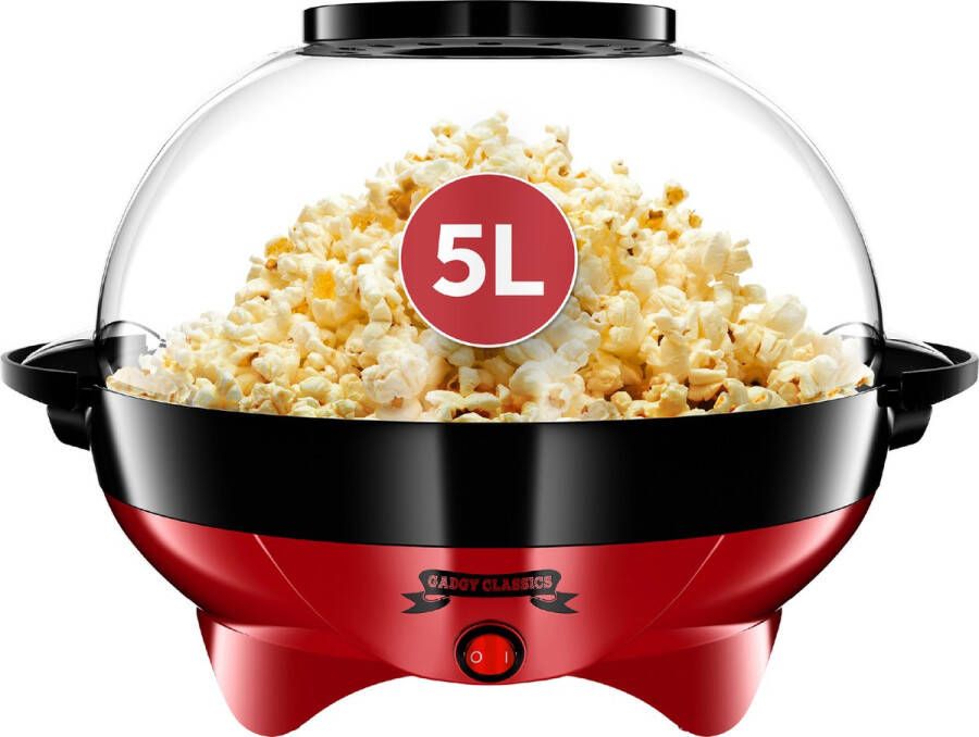 Gadgy Popcorn Machine Rond met Anti-aanbaklaag Popcorn Maker Stil en Snel 5 liter Funcooking voor Party & Kids Popcornpan