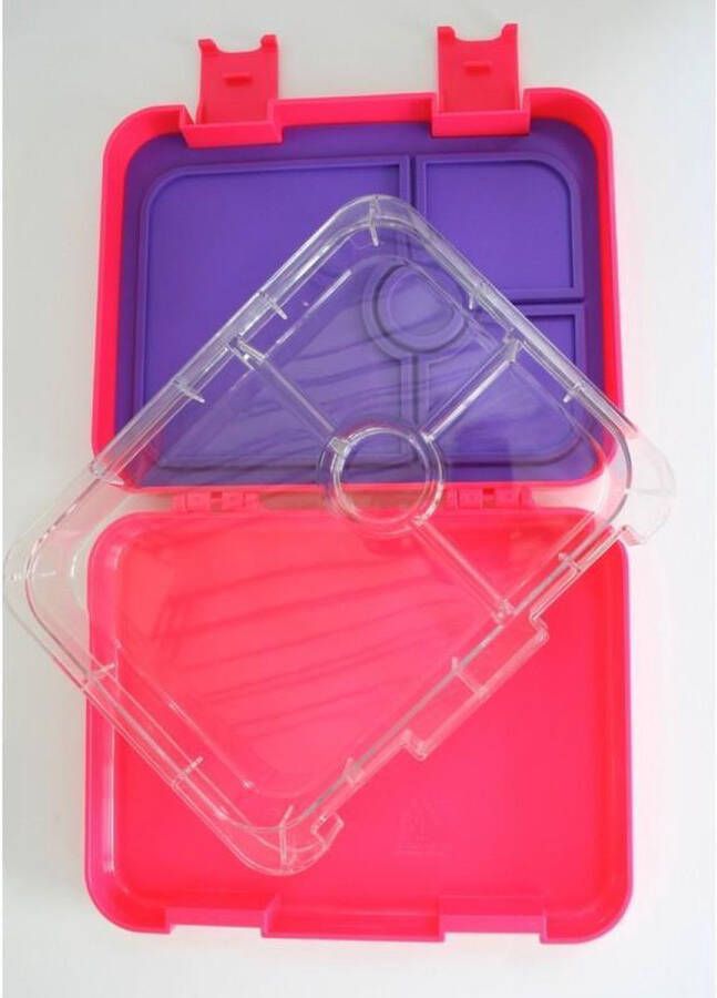 Gaffelbox.be Gaffelbox 4 Roze Bento lunchbox broodtrommel met 4 lekvrije vakjes voor jong en oud