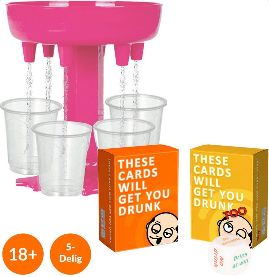 Gagato Drankspel Set voor Volwassenen Drankdispenser voor Alcohol Shotjes met Kaartspellen Speelkaarten Set met Shotglazen
