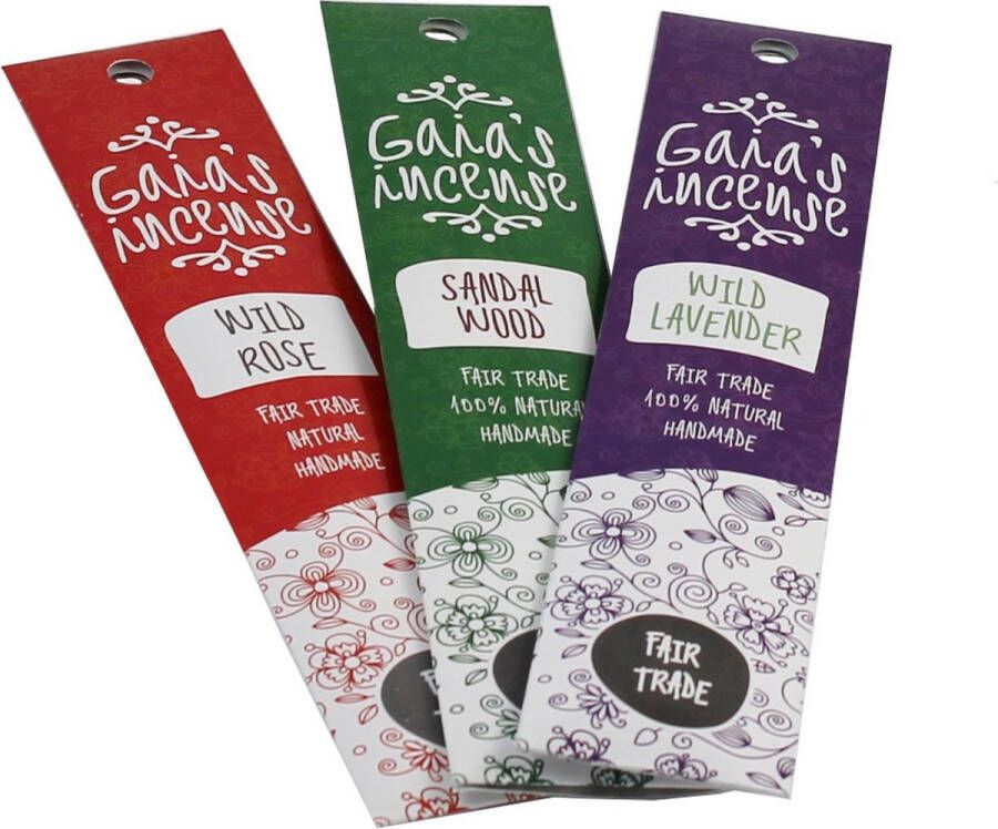 Gaia's Incense Gaia s incense wierook Roos Sandelhout Lavendel combipak 3 pakjes