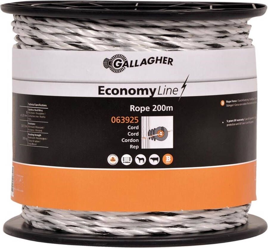 Gallagher Cord EconomyLine (5 MM Wit) 200 Meter