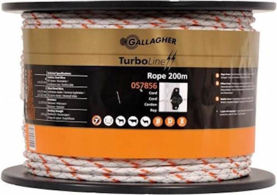 Gallagher Cord TurboLine (6 MM Wit) 200 Meter