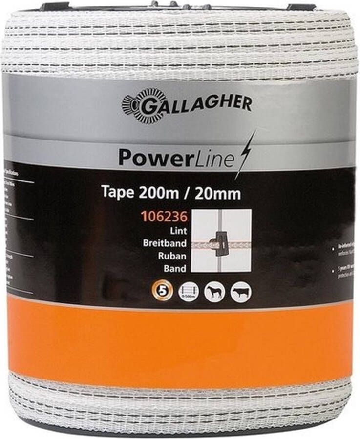 Gallagher PowerLine Lint Wit 20 MM 200 K