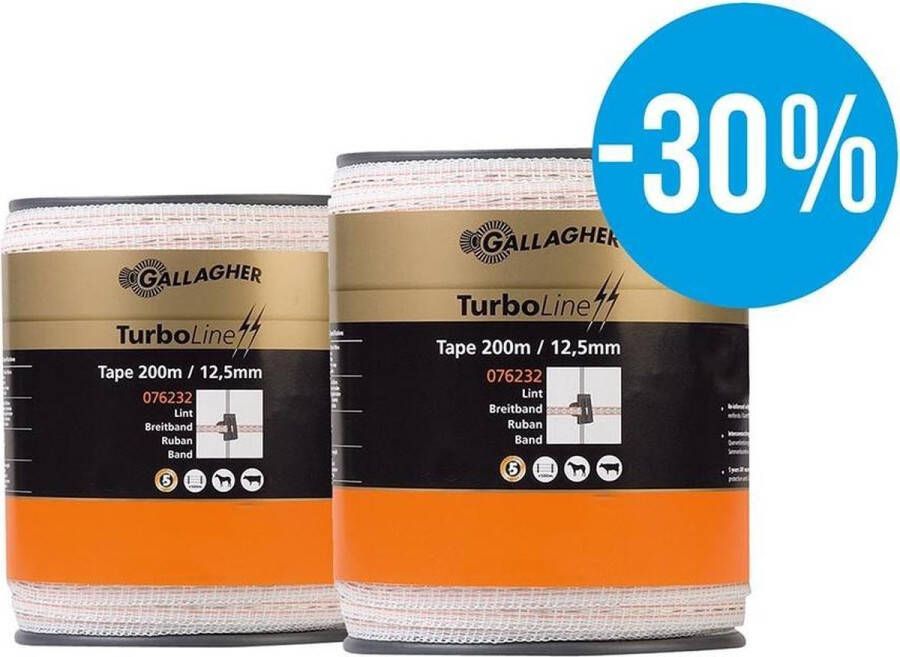 Gallagher Duopack TurboLine tape 12 5mm wit 2x200m