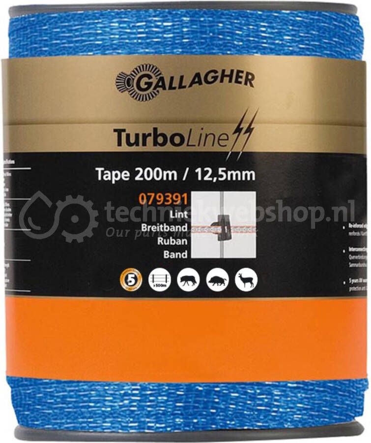 Gallagher TurboLine lint blauw 12 5mm Schriklint 200m