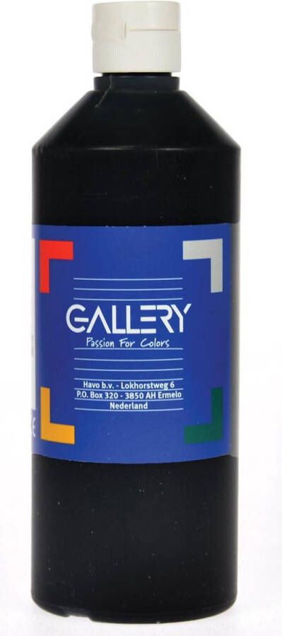 Gallery plakkaatverf flacon van 500 ml zwart 6 stuks