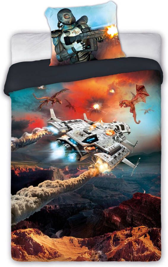 SimbaShop Game Dekbedovertrek Galaxy Eenpersoons 140 x 200 cm Katoen