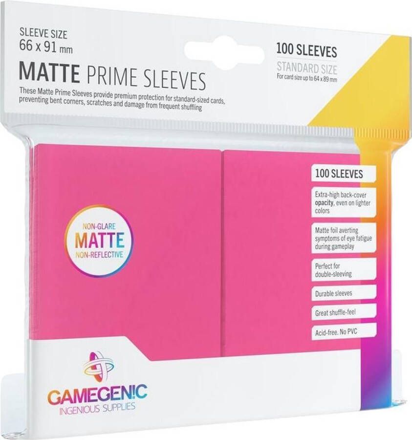 Gamegenic TCG Matte Prime Sleeves 66 x 91 mm Pink (Standard Size 100 Stuks) SLEEVES