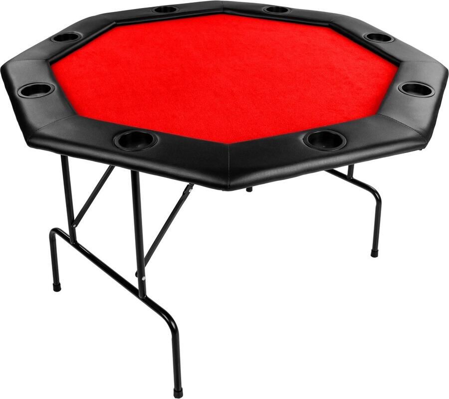 GAMES PLANET Pokertafel Inklapbaar 8 Spelers 122 x 122 x 76 cm Rood