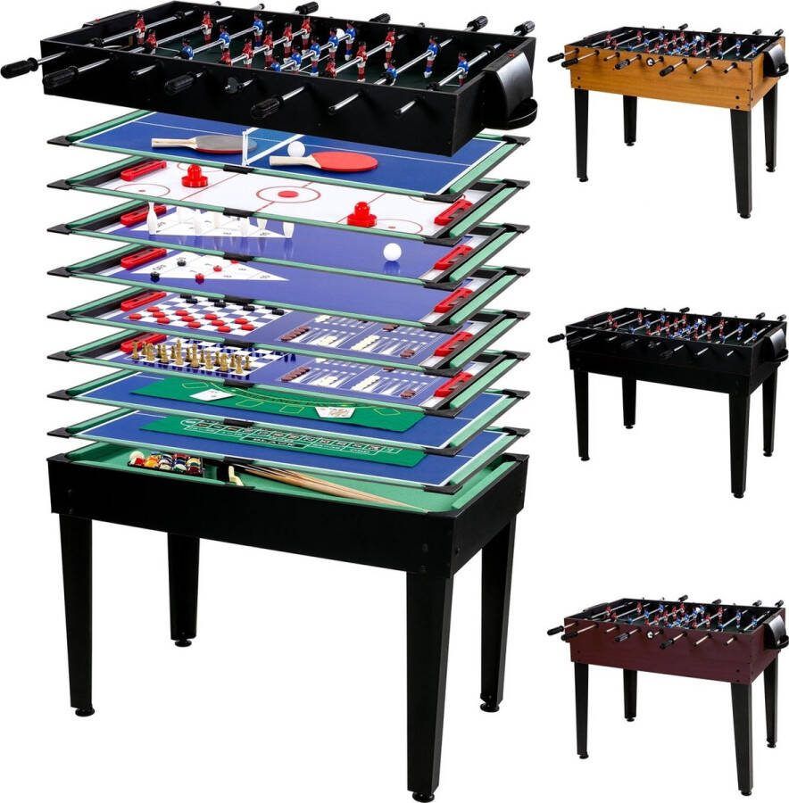 GAMES PLANET Multi Game Tafel 15-in-1 Tafelvoetbal Pool Ping Pong Air Hockey Zwart