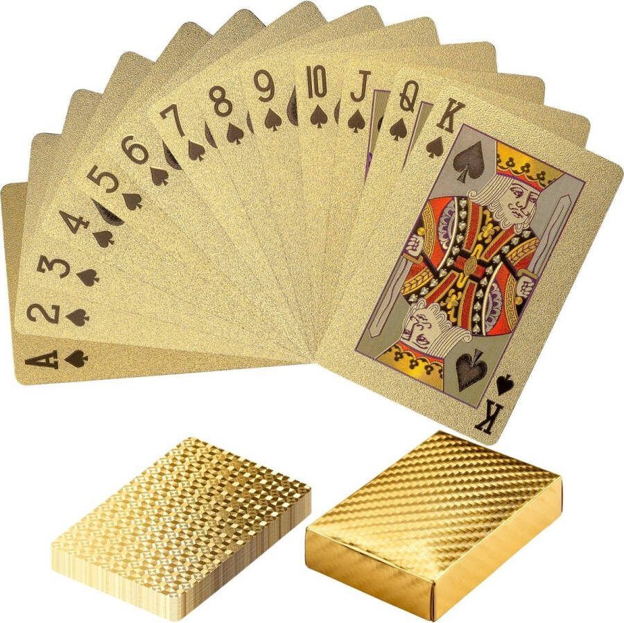 GAMES PLANET Pokerkaarten Pokerdeck 52 Kaarten Waterdicht Goud