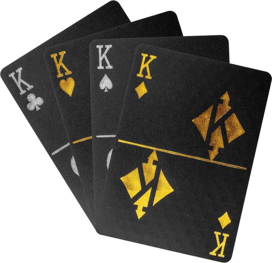 GAMES PLANET Pokerkaarten Pokerdeck 52 Kaarten Waterdicht Zwart Goud