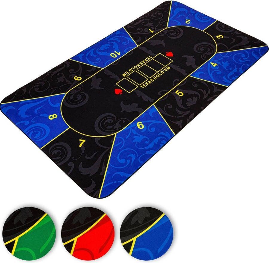 GAMES PLANET Pokermat Pokertafel Kleed Met draagtas XL 160 x 80 cm Zwart Blauw