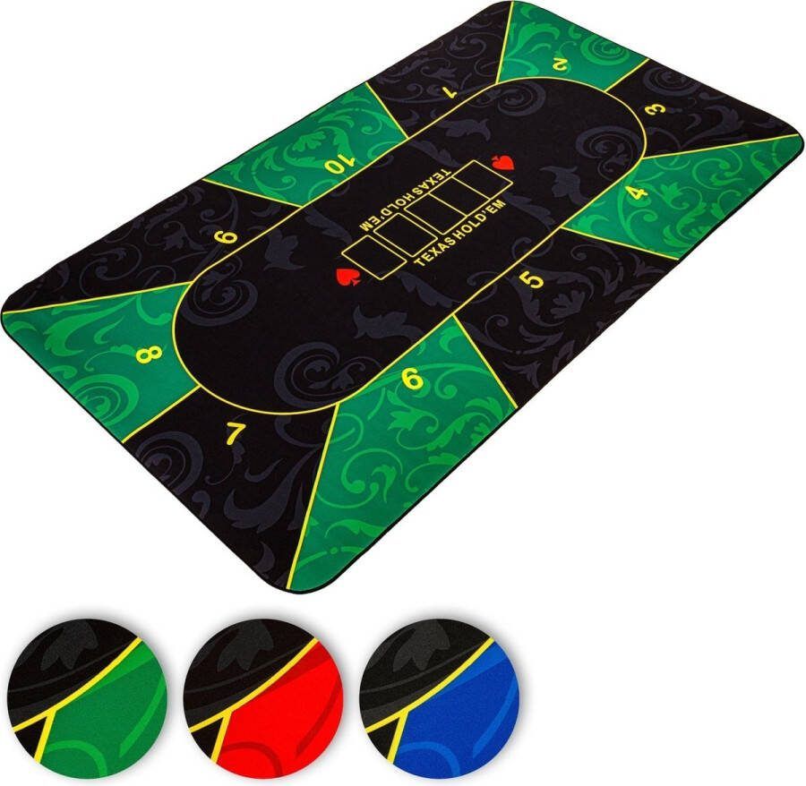 GAMES PLANET Pokermat Pokertafel Kleed Met draagtas XL 160 x 80 cm Zwart Groen