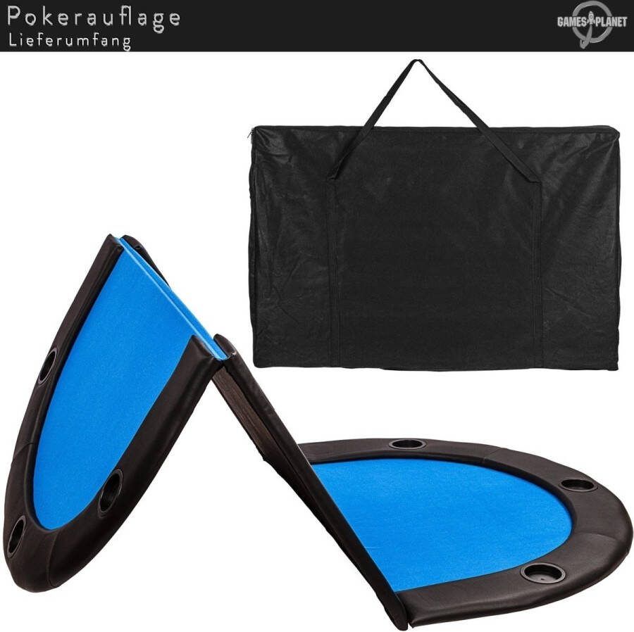 GAMES PLANET Pokermat Pokertafel Kleed Opvouwbaar Bekerhouder 180 x 79 cm Rood