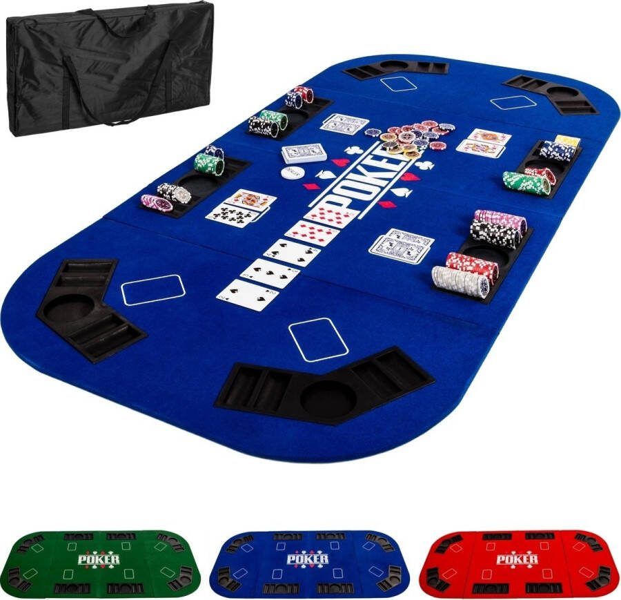 GAMES PLANET Pokermat Pokertafel Kleed Voor 8 Spelers XL 160 x 80 cm Blauw
