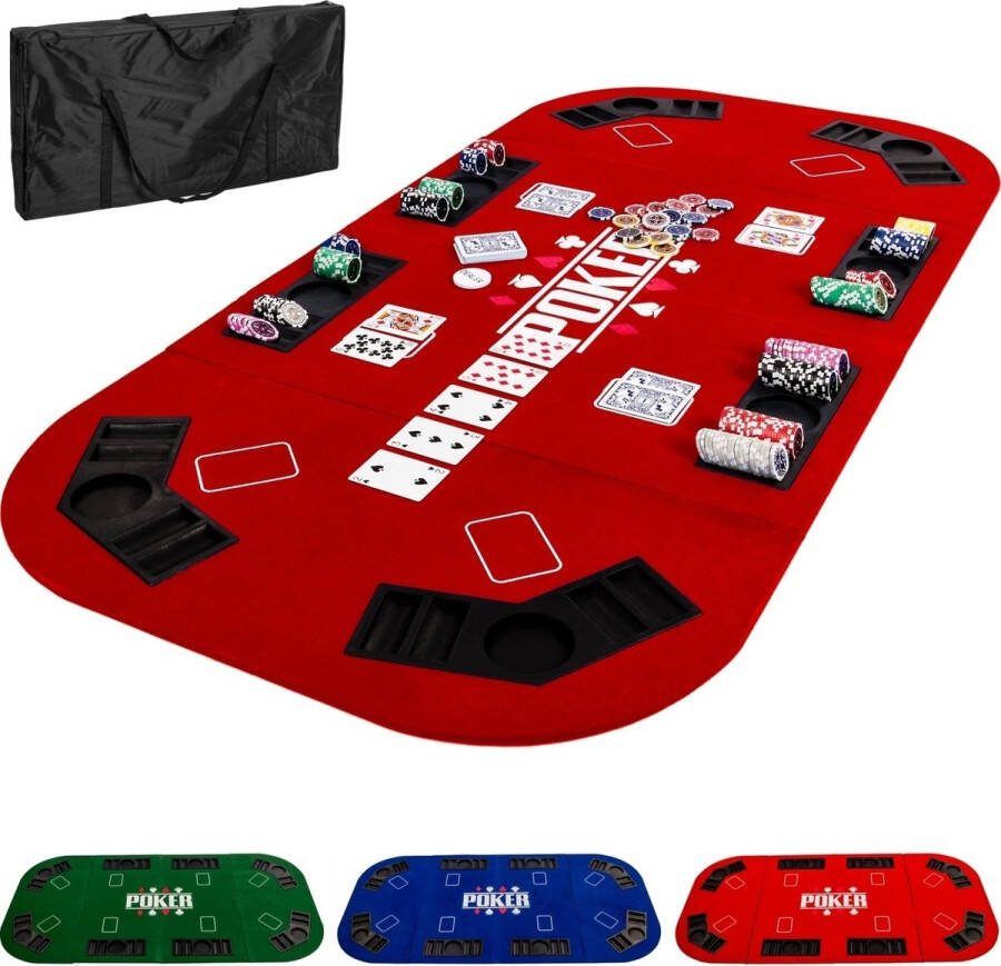 GAMES PLANET Pokermat Pokertafel Kleed Voor 8 Spelers XL 160 x 80 cm Rood