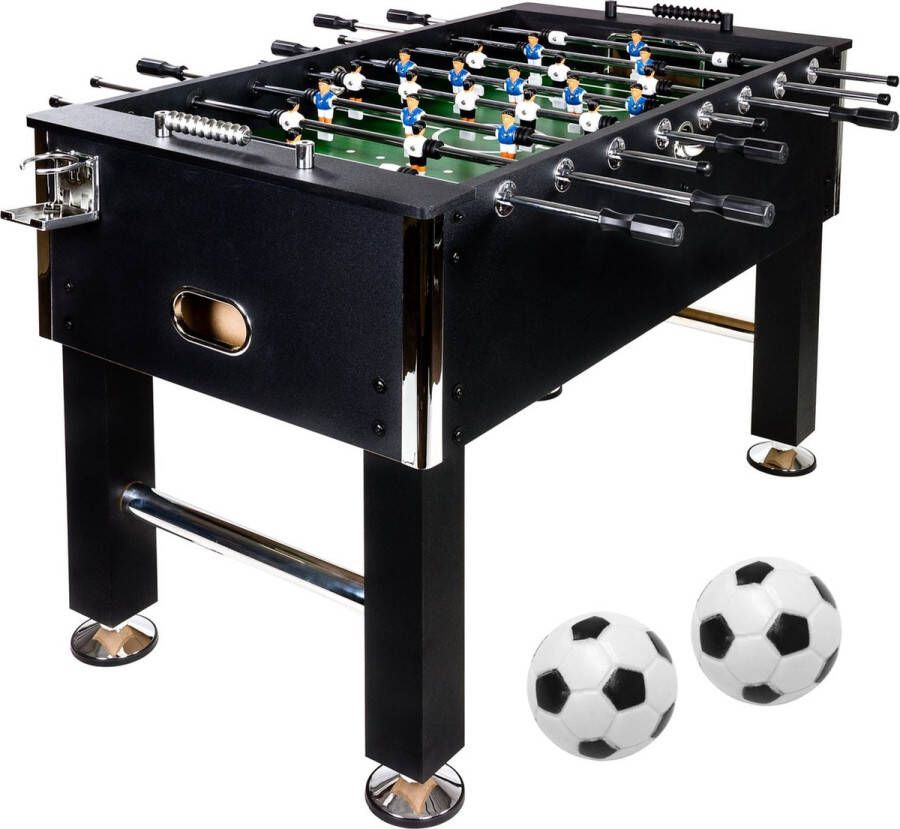 GAMES PLANET Voetbaltafel Tafelvoetbal Incl. Accessoires Leeds 140 x 73 x 87 cm Zwart