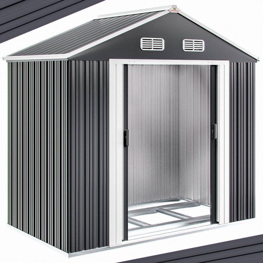 Gardebruk Metalen Tuinhuis 1 8m² met Fundering & Deuren – Antraciet