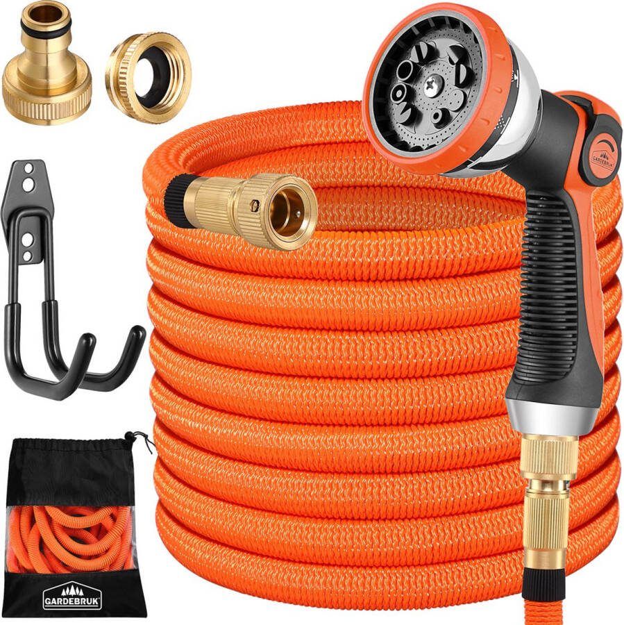 Gardebruk Tuinslang Flexibel 30m 1 2 3 4 Inch Wandmontage Oranje