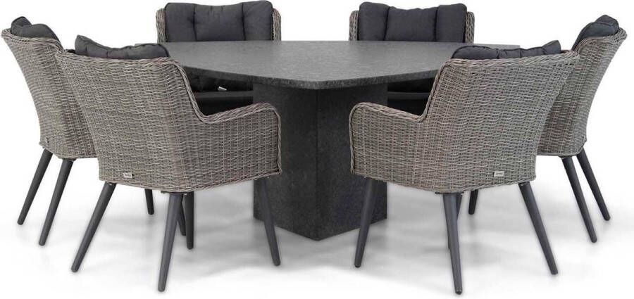 Garden Collection s Boston Graniet 170 cm triangel dining tuinset 7-delig