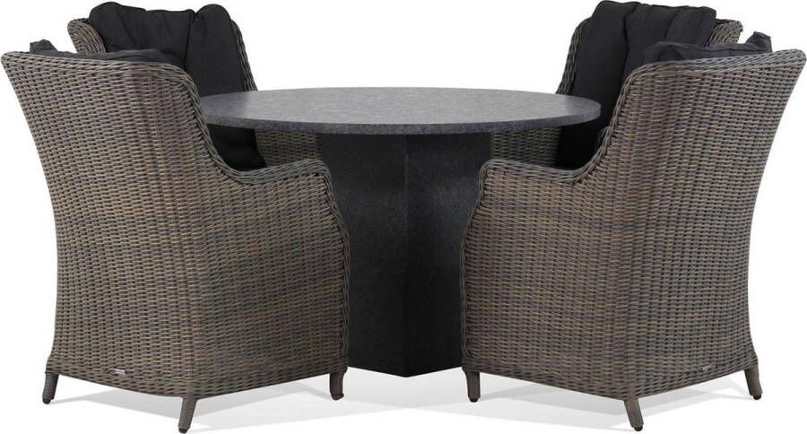 Garden Collection s Buckingham Graniet rond 120 cm dining tuinset 5-delig