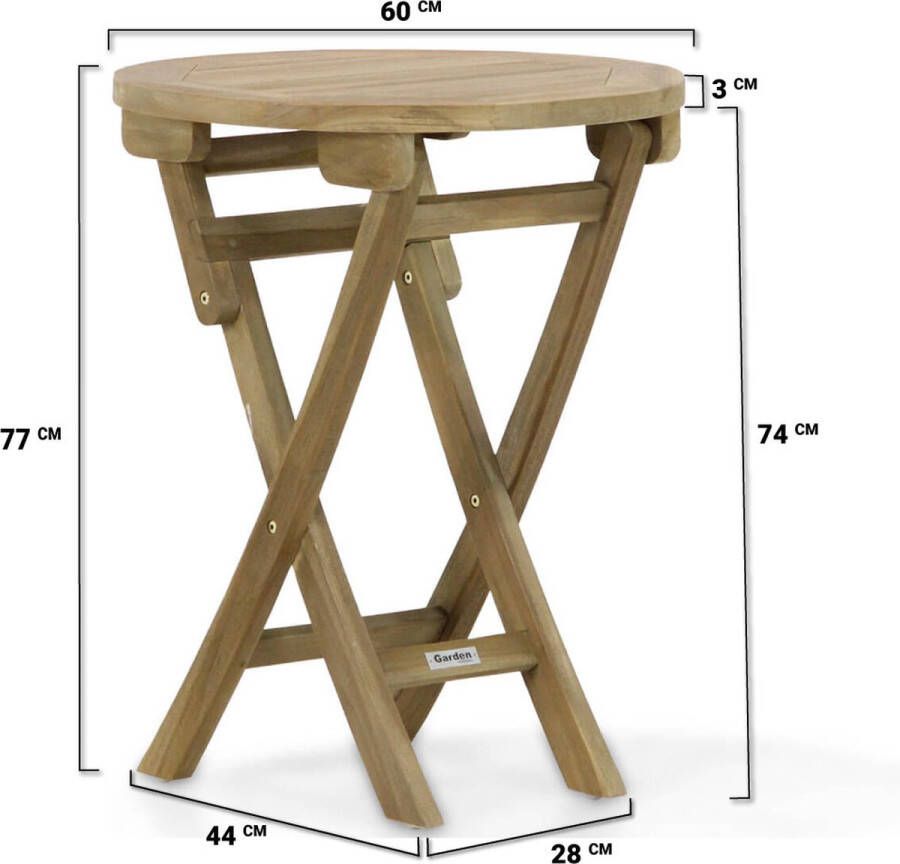 Garden Collection s Derby inklapbare tuintafel 60 cm