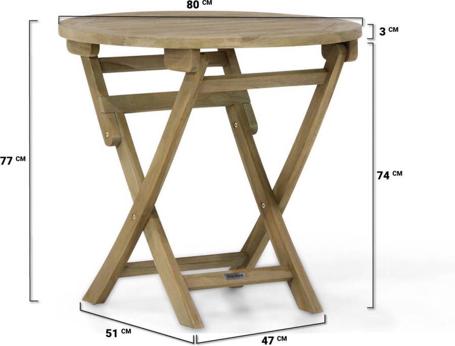 Garden Collection s Derby inklapbare tuintafel 80 cm