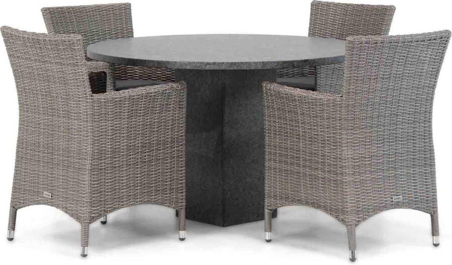 Garden Collection s Dublin Graniet 120 cm rond dining tuinset 5-delig