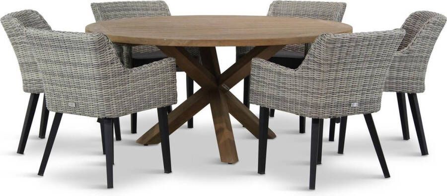 Garden Collection s Milton Sand City rond 160 cm dining tuinset 7-delig