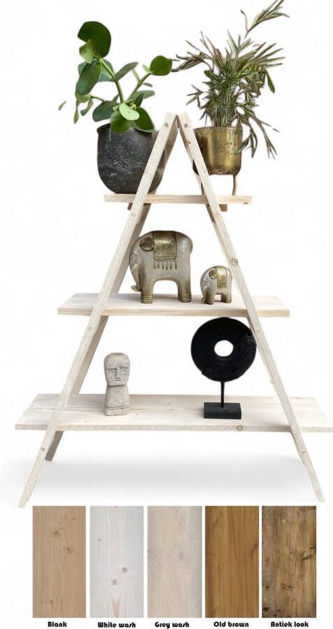 Garden&Furniture Bloemen Etagere Kleur Blank Plantenstandaard Ladderkast 3 lagen Lichte houten kleur Afmeting 28x50xH84cm Bloemenrek Plantenrek Bloementafel Plantentafel Decoreerrek Decoreertafel Verkrijgbaar in 5 kleuren