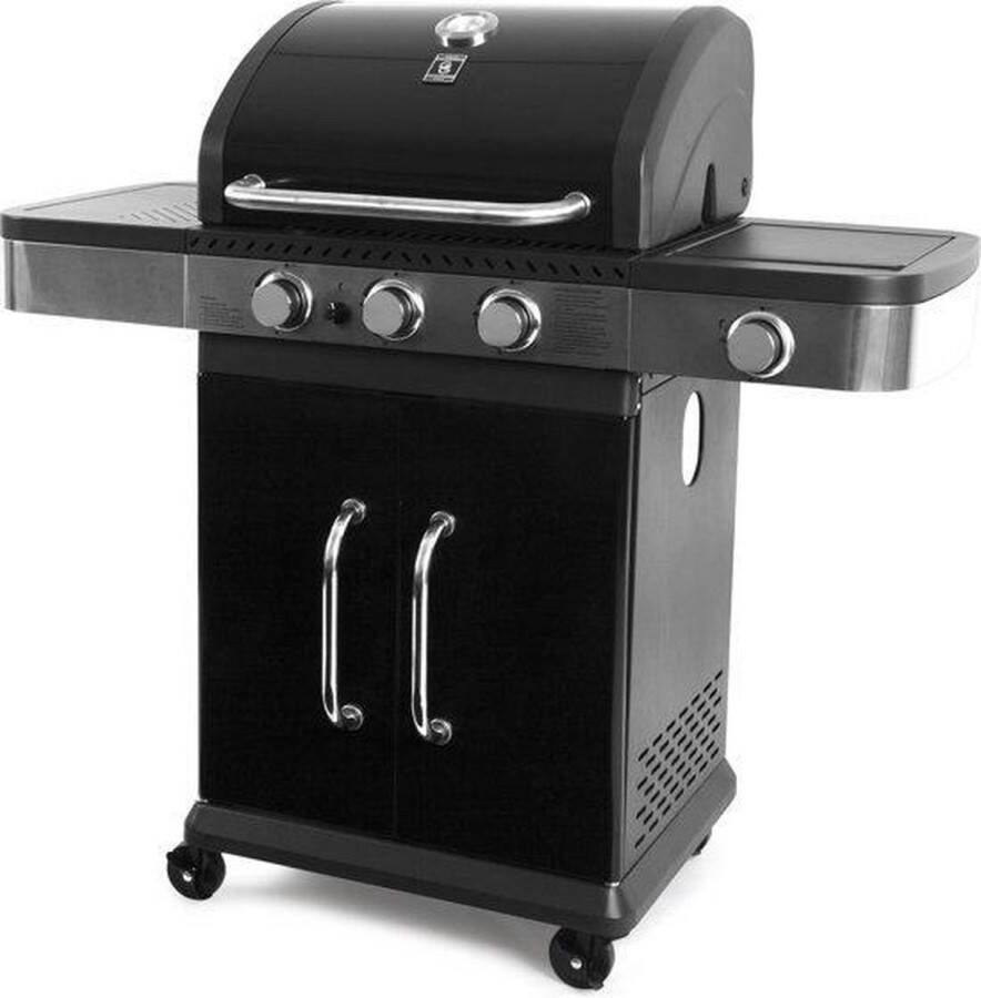 Garden Grill Prestige 3+1 Gasbarbecue 3 brander incl zijbrander Zwart RVS