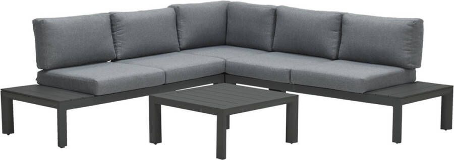 Van Kooten Tuin en Buitenleven Garden Impressions Adelaide loungeset 4-delig carbon black mystic grey- Aluminium- Garden Impressions