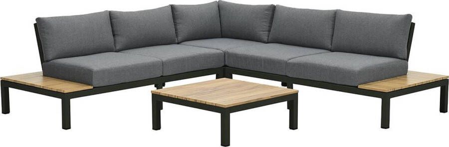 Garden Impressions Antoinette lounge set 4-delig teak look carbon black mystic grey