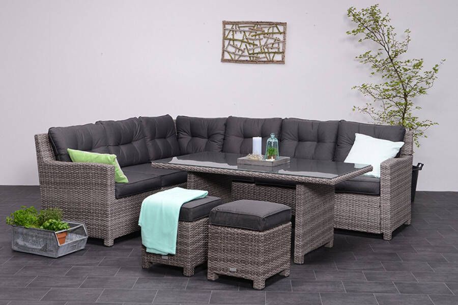 Garden Impressions Blue bird lounge-diningset 5-delig links grey reflex black