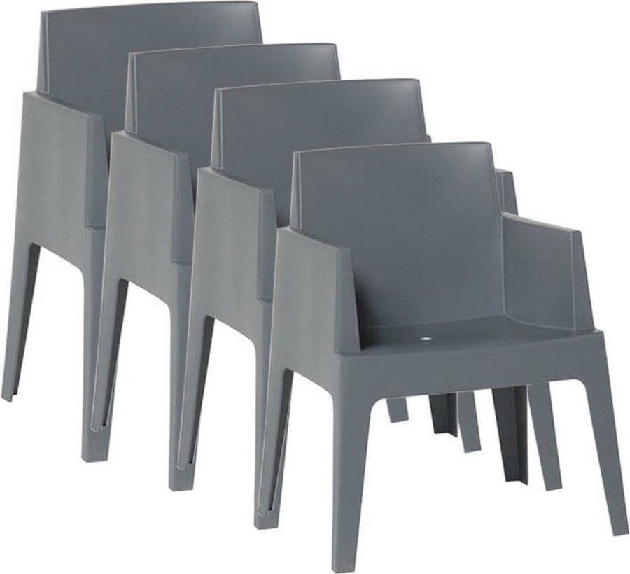 Garden Impressions Box Tuinstoel Antraciet 'The Original' 4 Stuks