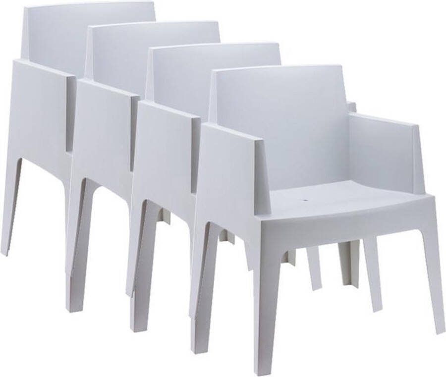 Garden Impressions Tuinstoel Box \'The Original\' Wit 4 Stuks