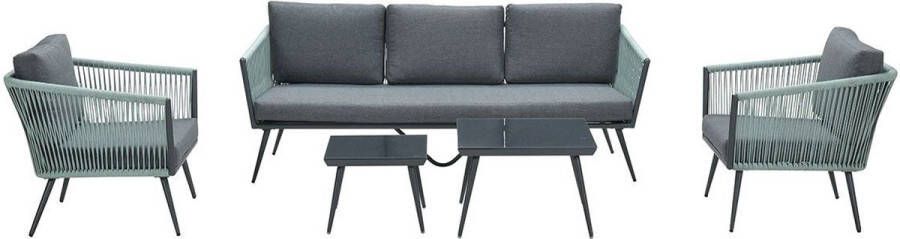 Van Kooten Tuin en Buitenleven Canberra loungeset 5-delig arctic grey rope dark grey light grey