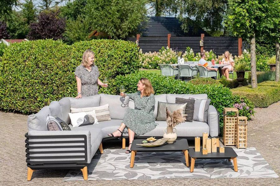 Garden Impressions Carmen loungeset 5-delig donker grijs teak look