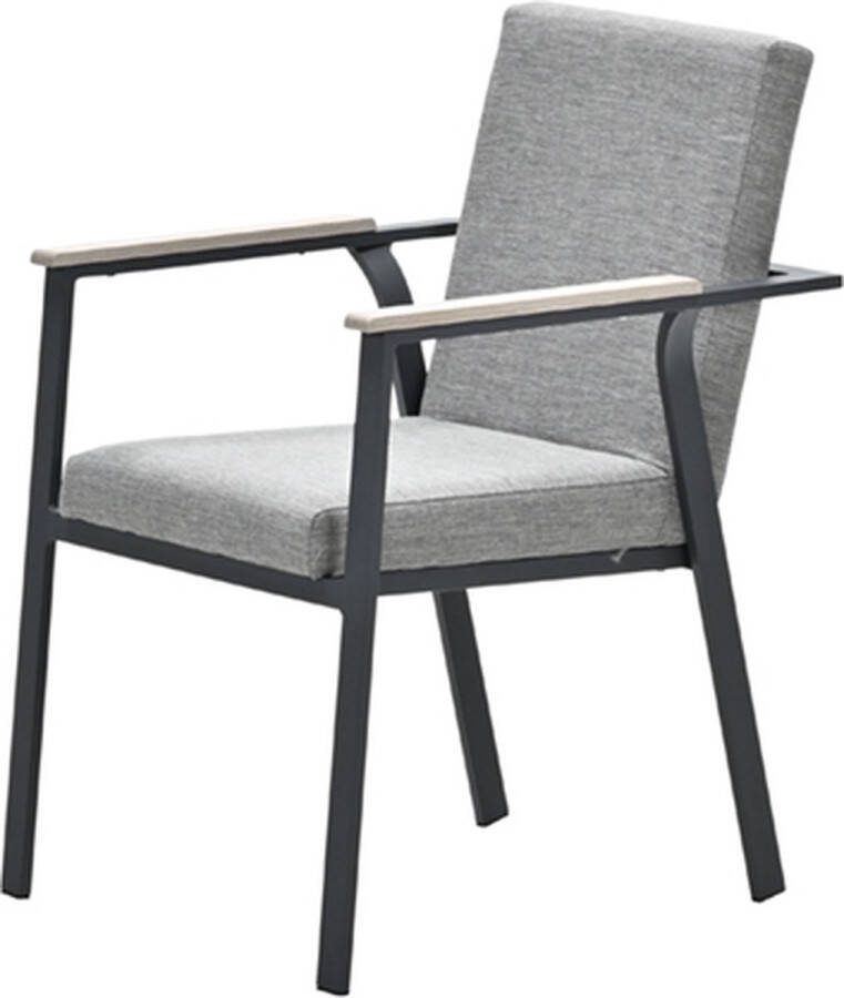 Garden Impressions Catania dining fauteuil carbon black sand texfiber light teak vironwood