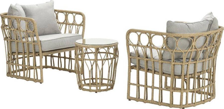 Garden Impressions Colonial loungeset 3-delig natural rotan sand
